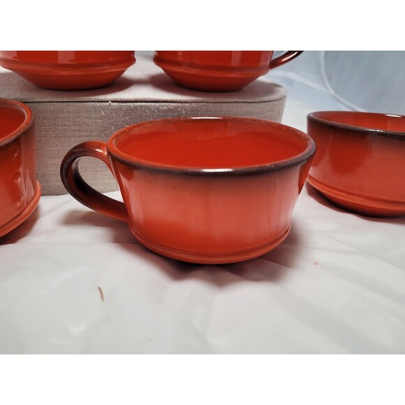 Metlox Poppytrail Red Burnt Orange Cup mugs sugar Creamer vintage Rivet - Picture 3 of 7